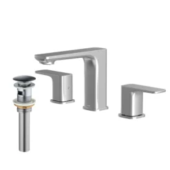 Karran Venda 1.2 GPM Double Lever Handle Lead-free Brass ADA Bathroom Faucet, Widespread, Stainless Steel, KBF514SS