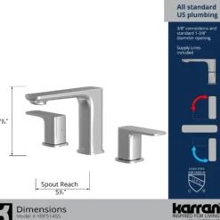Karran Venda 1.2 GPM Double Lever Handle Lead-free Brass ADA Bathroom Faucet, Widespread, Stainless Steel, KBF514SS