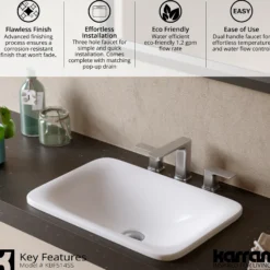 Karran Venda 1.2 GPM Double Lever Handle Lead-free Brass ADA Bathroom Faucet, Widespread, Stainless Steel, KBF514SS