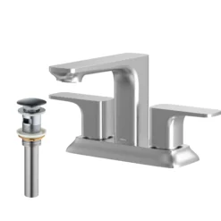 Karran Venda 1.2 GPM Double Lever Handle Lead-free Brass ADA Bathroom Faucet, Centerset, Stainless Steel, KBF516SS