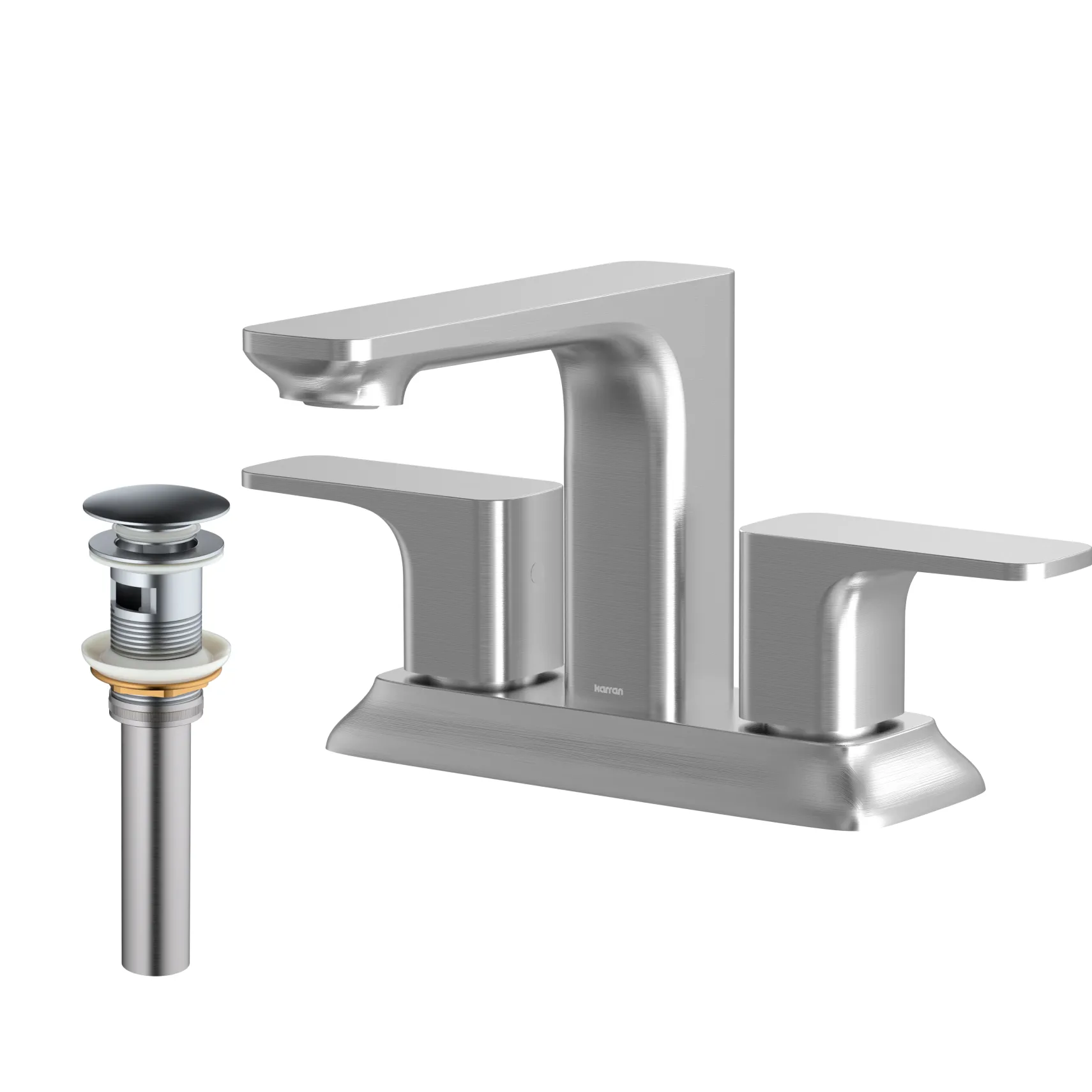 Karran Venda 1.2 GPM Double Lever Handle Lead-free Brass ADA Bathroom Faucet, Centerset, Stainless Steel, KBF516SS
