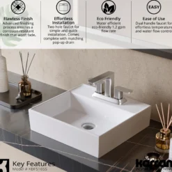 Karran Venda 1.2 GPM Double Lever Handle Lead-free Brass ADA Bathroom Faucet, Centerset, Stainless Steel, KBF516SS