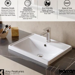Karran Venda 1.2 GPM Single Lever Handle Lead-free Brass ADA Bathroom Faucet, Basin, Chrome, KBF510C