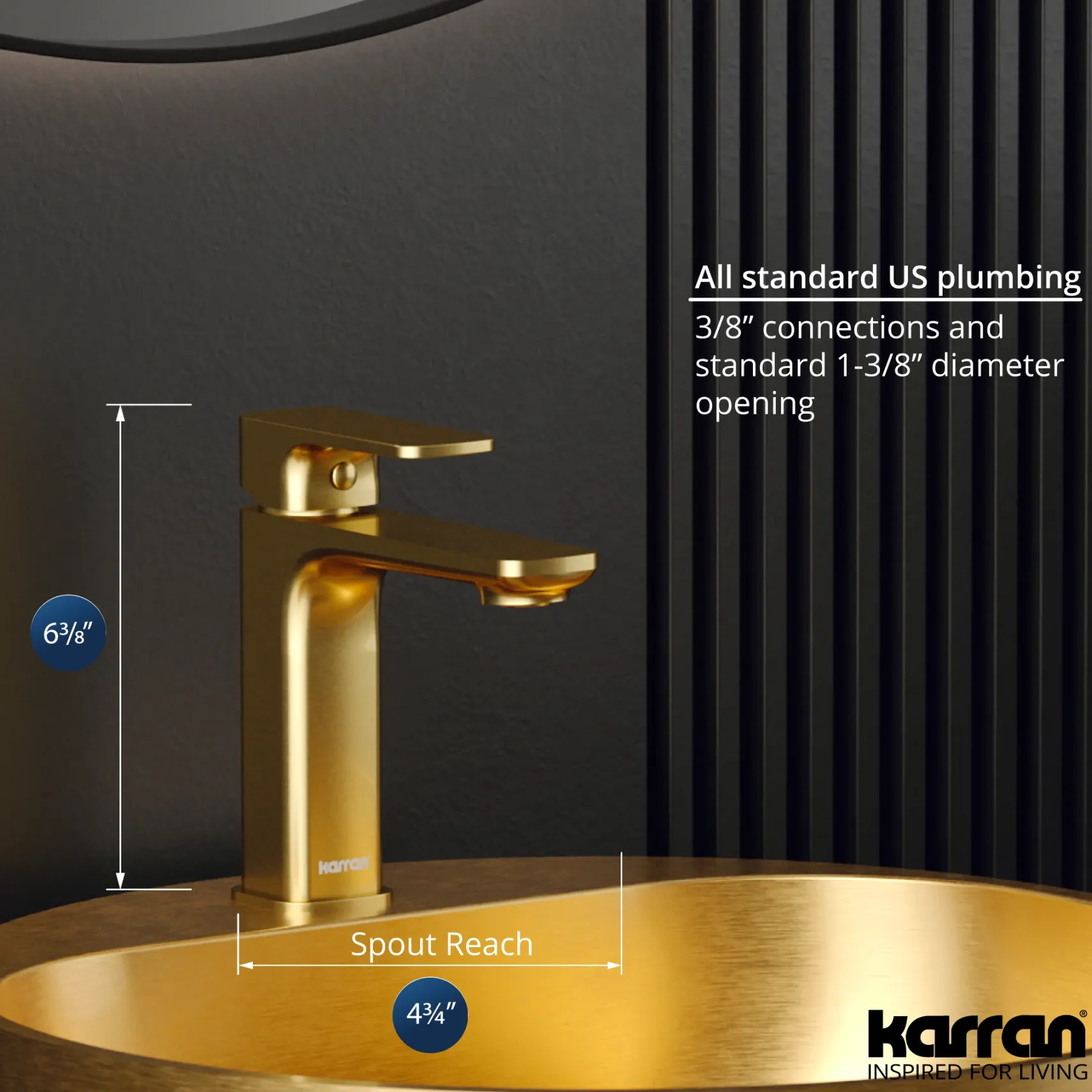 Karran Venda 1.2 GPM Single Lever Handle Lead-free Brass ADA Bathroom Faucet, Basin, Brushed Gold, KBF510BG