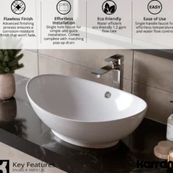 Karran Venda 1.2 GPM Single Lever Handle Lead-free Brass ADA Bathroom Faucet, Vessel, Chrome, KBF512C