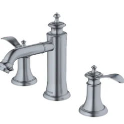 Karran Vineyard 1.2 GPM Double Lever Handle Lead-free Brass ADA Bathroom Faucet, Widespread, Stainless Steel, KBF474SS