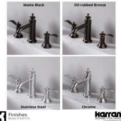 Karran Vineyard 1.2 GPM Double Lever Handle Lead-free Brass ADA Bathroom Faucet, Widespread, Stainless Steel, KBF474SS