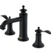 Karran Vineyard 1.2 GPM Double Lever Handle Lead-free Brass ADA Bathroom Faucet, Widespread, Matte Black, KBF474MB