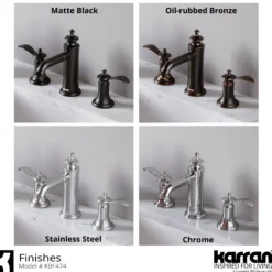Karran Vineyard 1.2 GPM Double Lever Handle Lead-free Brass ADA Bathroom Faucet, Widespread, Matte Black, KBF474MB