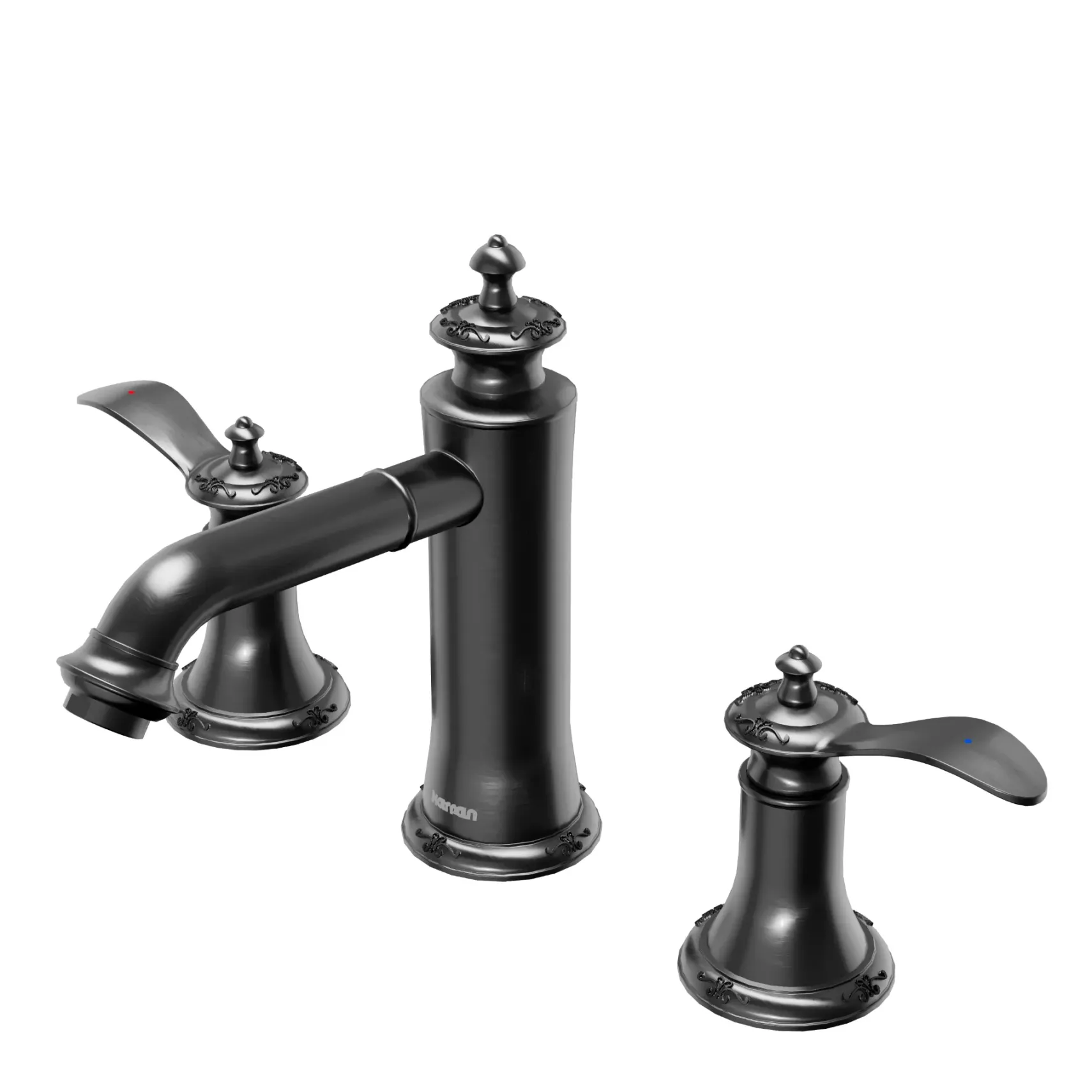 Karran Vineyard 1.2 GPM Double Lever Handle Lead-free Brass ADA Bathroom Faucet, Widespread, Gunmetal Grey, KBF474GG