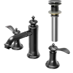 Karran Vineyard 1.2 GPM Double Lever Handle Lead-free Brass ADA Bathroom Faucet, Widespread, Gunmetal Grey, KBF474GG