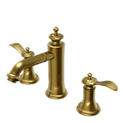 Karran Vineyard 1.2 GPM Double Lever Handle Lead-free Brass ADA Bathroom Faucet, Widespread, Gold, KBF474G