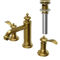 Karran Vineyard 1.2 GPM Double Lever Handle Lead-free Brass ADA Bathroom Faucet, Widespread, Gold, KBF474G