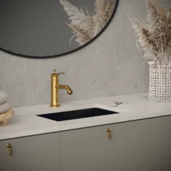 Karran Vineyard 1.2 GPM Single Lever Handle Lead-free Brass ADA Bathroom Faucet, Basin, Gold, KBF470G