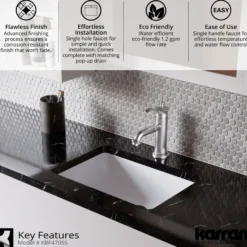 Karran Vineyard 1.2 GPM Single Lever Handle Lead-free Brass ADA Bathroom Faucet, Basin, Stainless Steel, KBF470SS