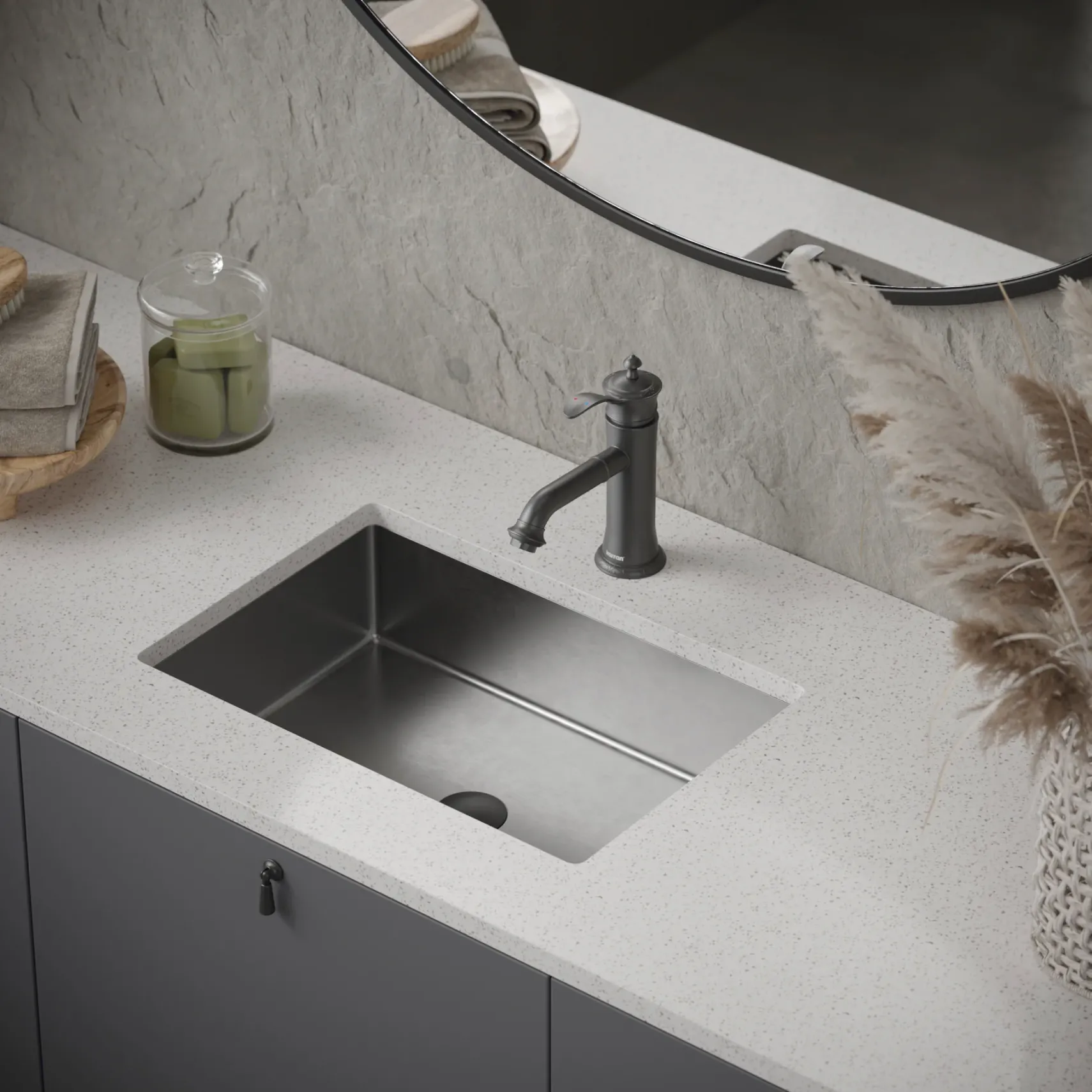 Karran Vineyard 1.2 GPM Single Lever Handle Lead-free Brass ADA Bathroom Faucet, Basin, Gunmetal Grey, KBF470GG