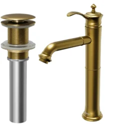 Karran Vineyard 1.2 GPM Single Lever Handle Lead-free Brass ADA Bathroom Faucet, Vessel, Gold, KBF472G