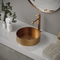 Karran Vineyard 1.2 GPM Single Lever Handle Lead-free Brass ADA Bathroom Faucet, Vessel, Brushed Copper, KBF472BC