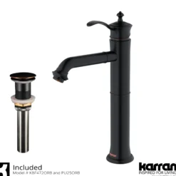 Karran Vineyard 1.2 GPM Single Lever Handle Lead-free Brass ADA Bathroom Faucet, Vessel, Oil Rubbed Bronze, KBF472ORB
