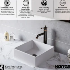 Karran Vineyard 1.2 GPM Single Lever Handle Lead-free Brass ADA Bathroom Faucet, Vessel, Oil Rubbed Bronze, KBF472ORB