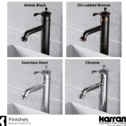 Karran Vineyard 1.2 GPM Single Lever Handle Lead-free Brass ADA Bathroom Faucet, Vessel, Matte Black, KBF472MB