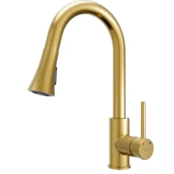 Karran Weybridge 1.8 GPM Single Lever Handle Lead-free Brass ADA Kitchen Faucet, Pull-Down Kitchen, Brushed Gold, KKF240BG