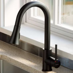 Karran Weybridge 1.8 GPM Single Lever Handle Lead-free Brass ADA Kitchen Faucet, Pull-Down Kitchen, Matte Black, KKF240MB