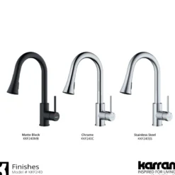 Karran Weybridge 1.8 GPM Single Lever Handle Lead-free Brass ADA Kitchen Faucet, Pull-Down Kitchen, Matte Black, KKF240MB