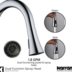 Karran Weybridge 1.8 GPM Single Lever Handle Lead-free Brass ADA Kitchen Faucet, Pull-Down Kitchen, Chrome, KKF240SD25C