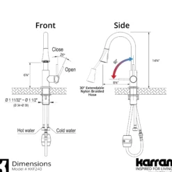 Karran Weybridge 1.8 GPM Single Lever Handle Lead-free Brass ADA Kitchen Faucet, Pull-Down Kitchen, Chrome, KKF240SD25C