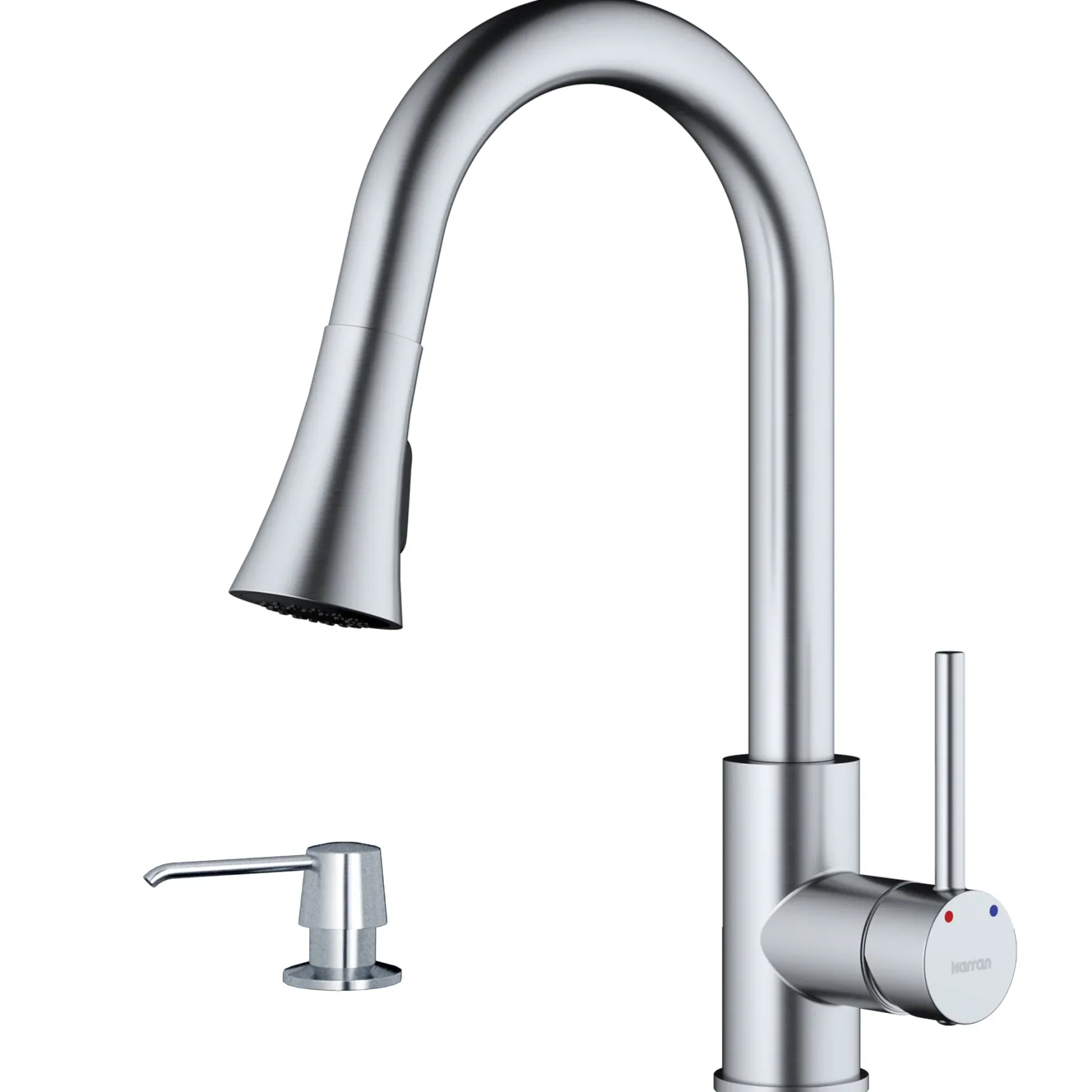 Karran Weybridge 1.8 GPM Single Lever Handle Lead-free Brass ADA Kitchen Faucet, Pull-Down Kitchen, Stainless Steel, KKF240SD25SS
