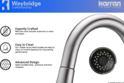 Karran Weybridge Single Lever Handle Lead-free Brass ADA Kitchen Faucet, Pull Down, Stainless Steel, KKF240SS