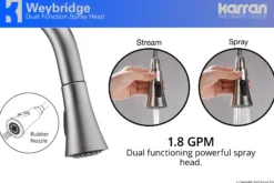 Karran Weybridge Single Lever Handle Lead-free Brass ADA Kitchen Faucet, Pull Down, Stainless Steel, KKF240SS
