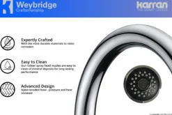 Karran Weybridge Single Lever Handle Lead-free Brass ADA Kitchen Faucet, Pull Down, Chrome, KKF240C