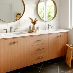 Karran Woodburn 1.2 GPM Double Lever Handle Lead-free Brass ADA Bathroom Faucet, Widespread, Stainless Steel, KBF414SS