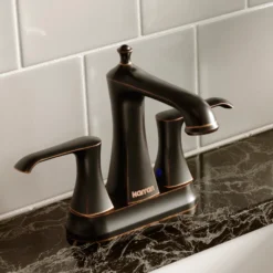 Karran Woodburn 1.2 GPM Double Lever Handle Lead-free Brass ADA Bathroom Faucet, Centerset, Oil Rubbed Bronze, KBF416ORB