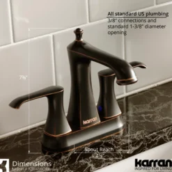 Karran Woodburn 1.2 GPM Double Lever Handle Lead-free Brass ADA Bathroom Faucet, Centerset, Oil Rubbed Bronze, KBF416ORB