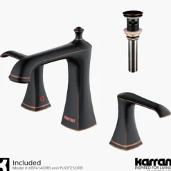 Karran Woodburn 1.2 GPM Double Lever Handle Lead-free Brass ADA Bathroom Faucet, Widespread, Oil Rubbed Bronze, KBF414ORB