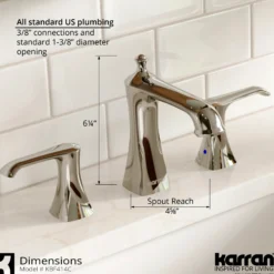 Karran Woodburn 1.2 GPM Double Lever Handle Lead-free Brass ADA Bathroom Faucet, Widespread, Chrome, KBF414C
