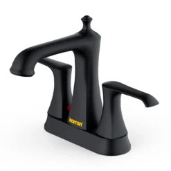 Karran Woodburn 1.2 GPM Double Lever Handle Lead-free Brass ADA Bathroom Faucet, Centerset, Matte Black, KBF416MB