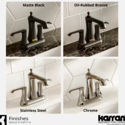 Karran Woodburn 1.2 GPM Double Lever Handle Lead-free Brass ADA Bathroom Faucet, Centerset, Matte Black, KBF416MB