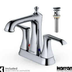 Karran Woodburn 1.2 GPM Double Lever Handle Lead-free Brass ADA Bathroom Faucet, Centerset, Chrome, KBF416C