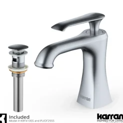 Karran Woodburn 1.2 GPM Single Lever Handle Lead-free Brass ADA Bathroom Faucet, Basin, Stainless Steel, KBF410SS