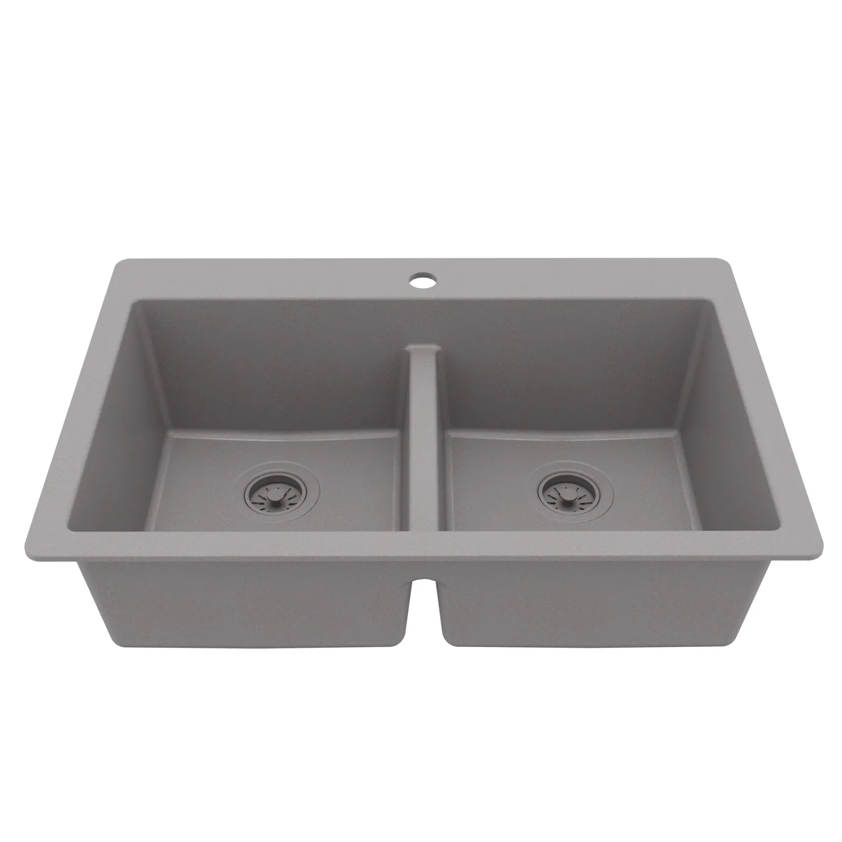 Karran 33" Drop In/Topmount Quartz Composite Kitchen Sink, 50/50 Double Bowl, Grey, QT-810-GR