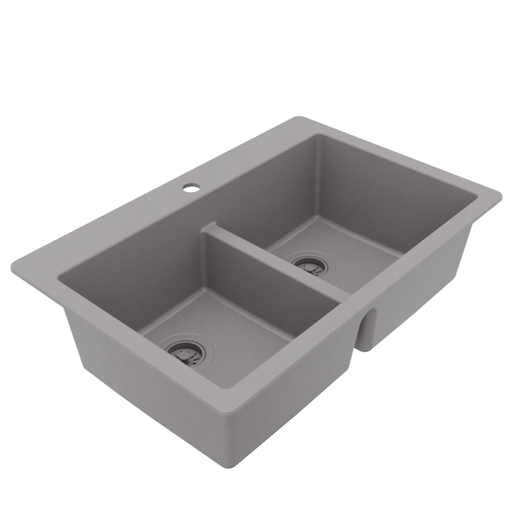 Karran 33" Drop In/Topmount Quartz Composite Kitchen Sink, 50/50 Double Bowl, Grey, QT-810-GR