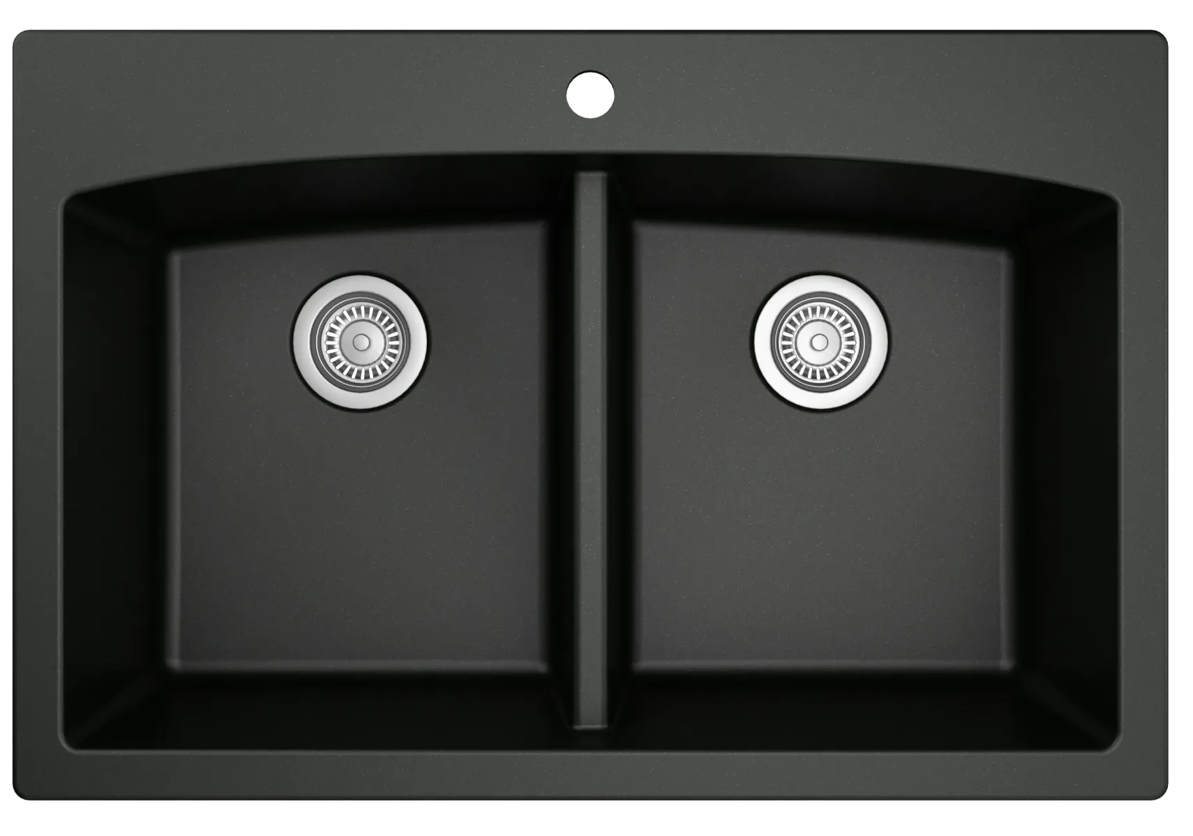Karran 33" Drop In/Topmount Quartz Composite Kitchen Sink, 50/50 Double Bowl, Black, QT-710-BL