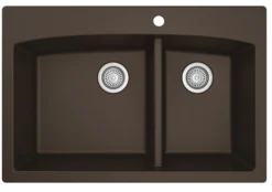Karran 33" Drop In/Topmount Quartz Composite Kitchen Sink, 60/40 Double Bowl, Brown, QT-711-BR-PK1