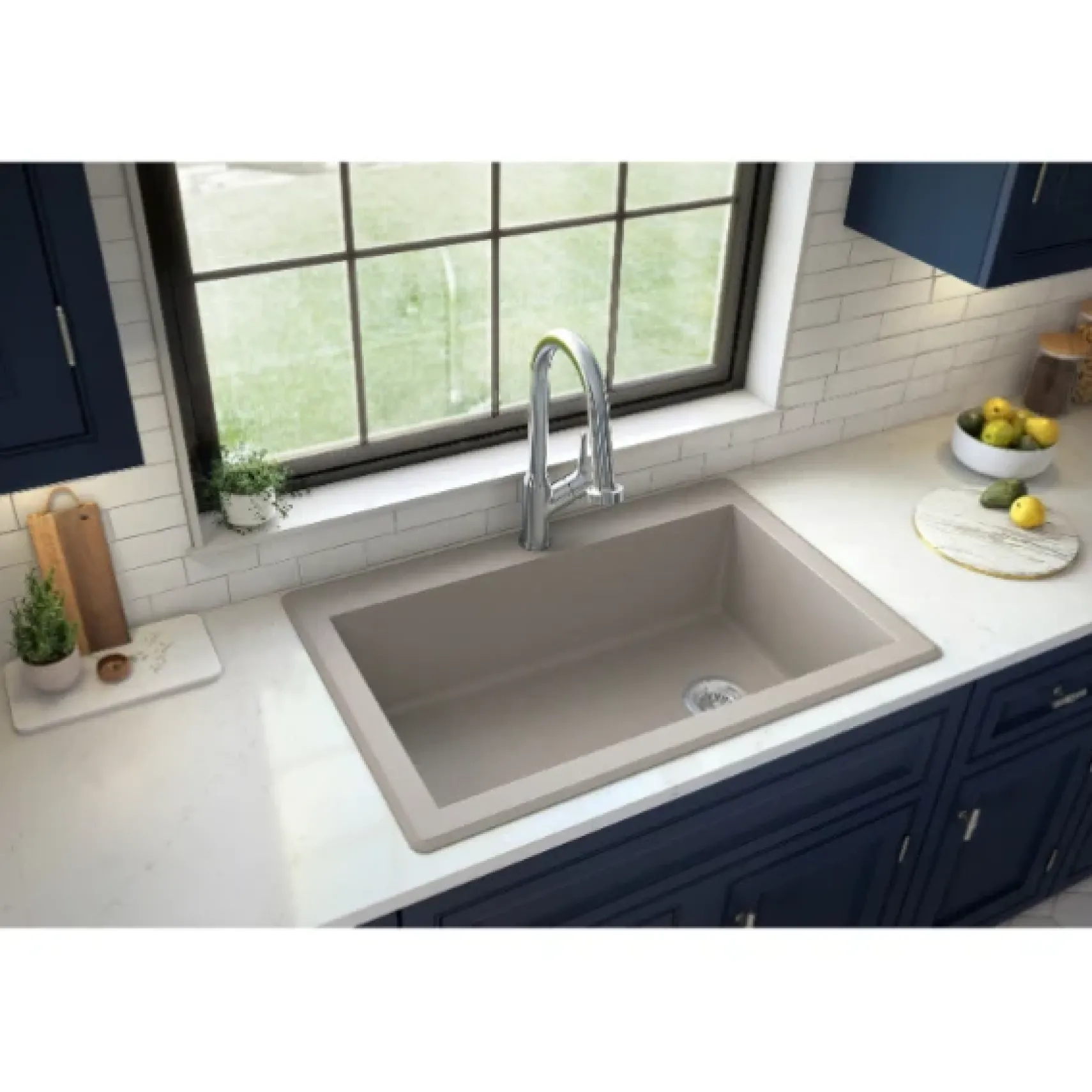 Karran 33" Drop In/Topmount Quartz Composite Kitchen Sink, Concrete, QT-670-CN