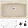 Karran 33" Drop In/Topmount Quartz Composite Kitchen Sink, Bisque, QT-712-BI-PK1