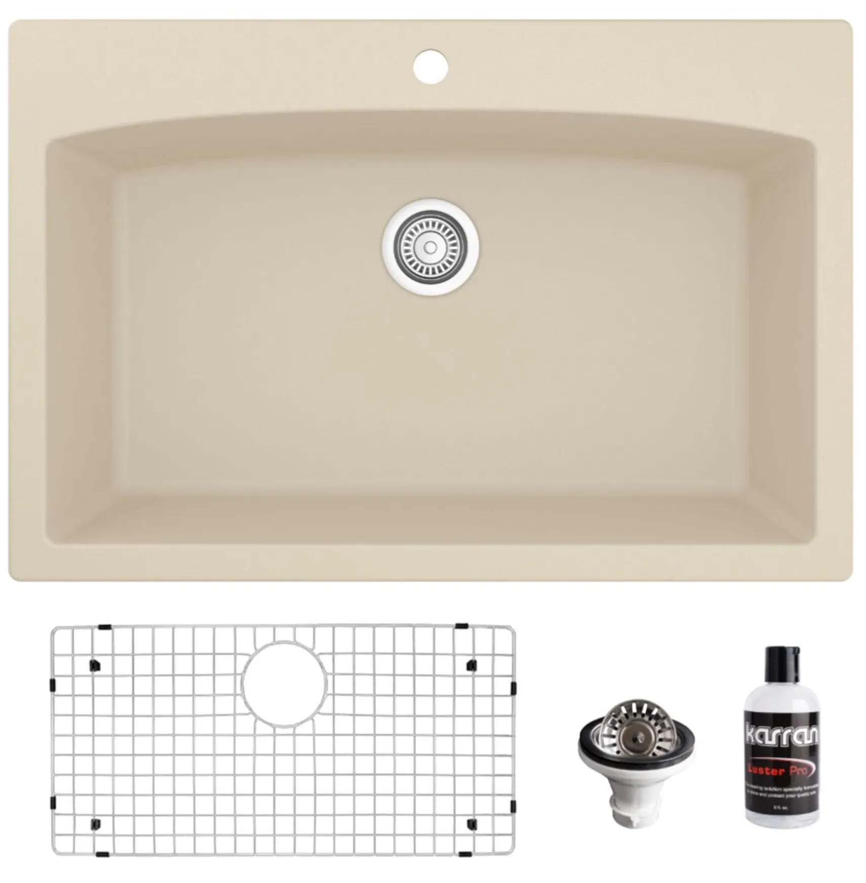Karran 33" Drop In/Topmount Quartz Composite Kitchen Sink, Bisque, QT-712-BI-PK1